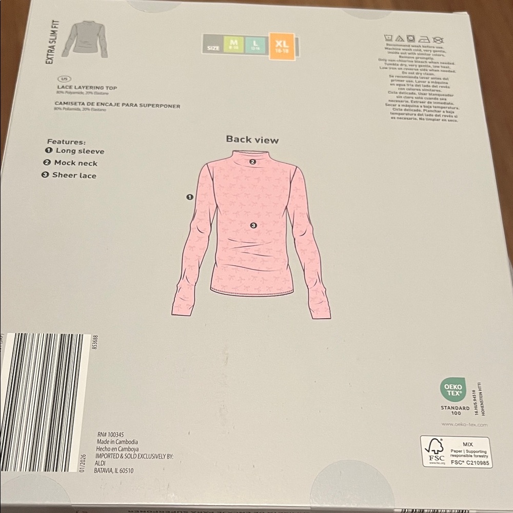 1550 **Pink Lace Mesh Tide-Bow Layering Top - Picture 5 of 13